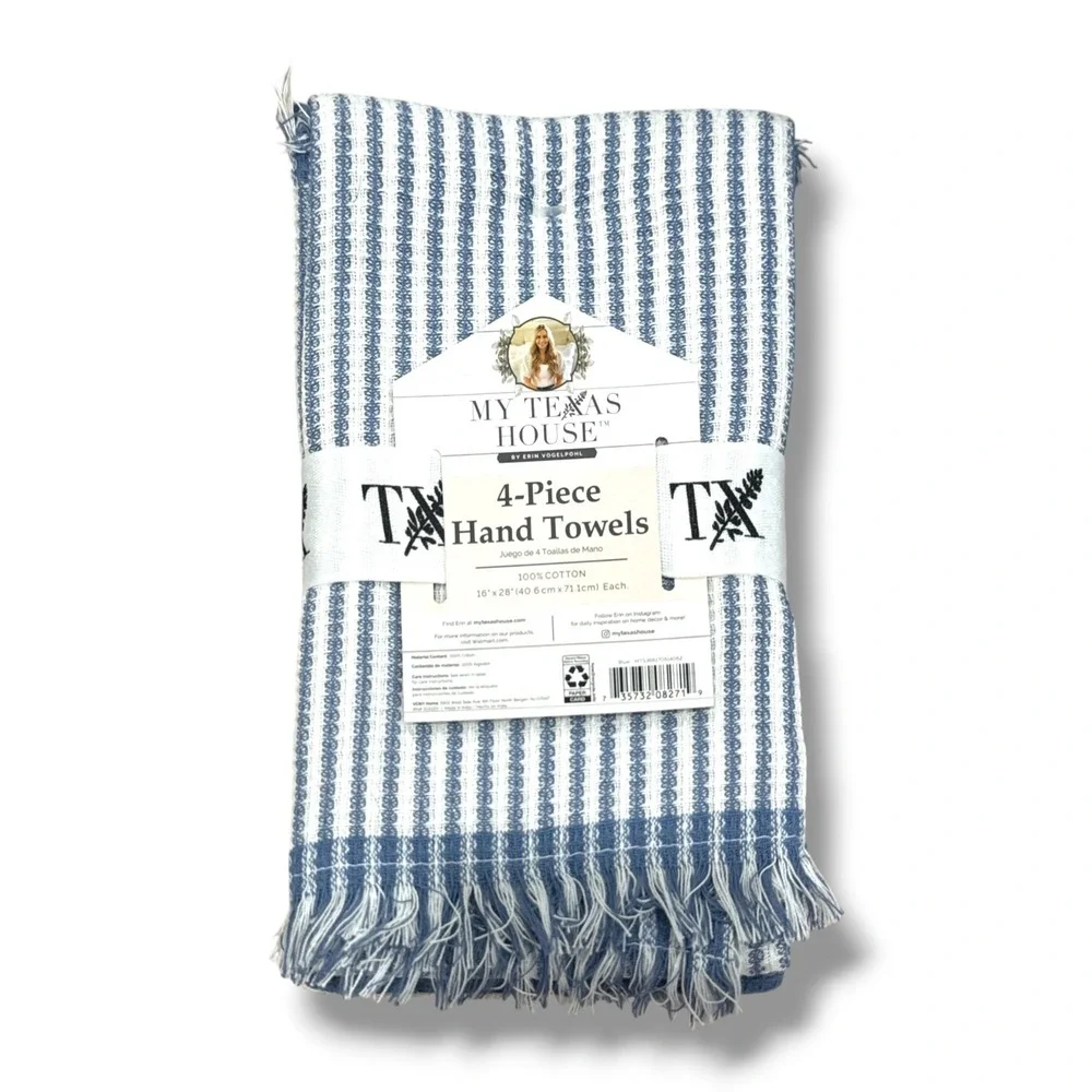 My Texas House Waffle 16x28 Cotton Kitchen Towels, 4pc, Blue White - Walmart
